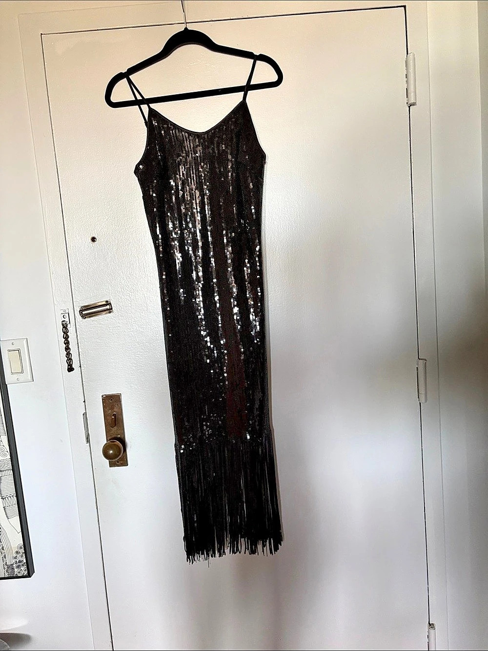Nanette Lepore Sequin Fringe Sleeveless Dress Black Size Small